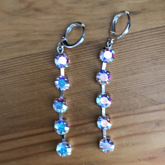 Aurora Borealis Crystal Drop Earrings - Picture 9 of 13